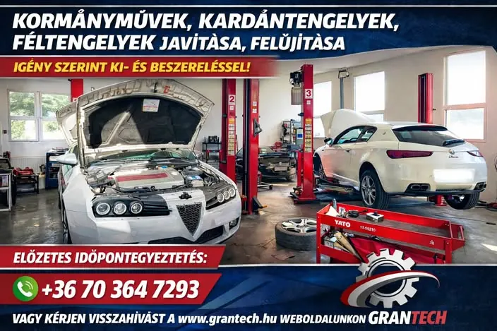 Alfa Romeo Brera nyitott motorháztetővel a Grantech műhelyében
